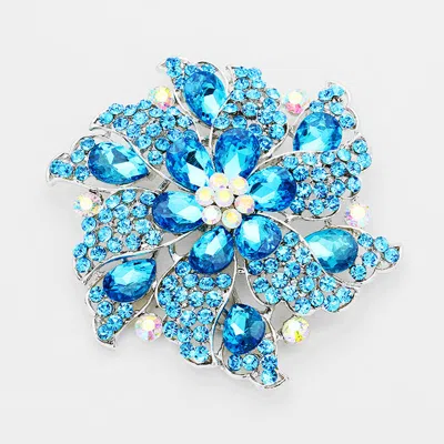 Fashnzfab Floral Pinwheel Glass Crystal Pin Brooch In Gold