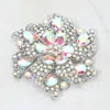 Fashnzfab Floral Pinwheel Glass Crystal Pin Brooch In Metallic