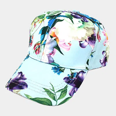 Fashnzfab Floral Print Baseball Cap In Blue