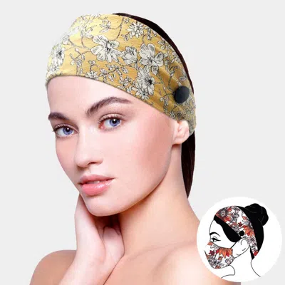 Fashnzfab Floral Print Elastic Headband In Yellow