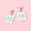 Fashnzfab Floral Print Frame Drop Dangle Earrings In Multi