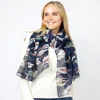 Fashnzfab Floral Print Oblong Scarf In Blue