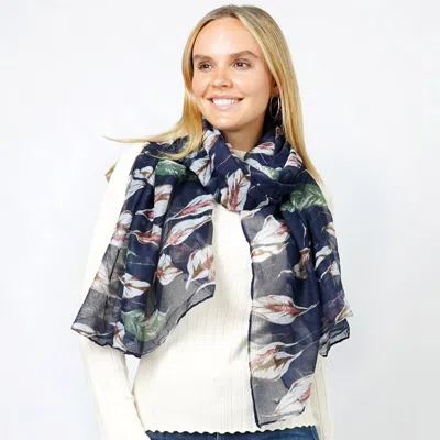 Fashnzfab Floral Print Oblong Scarf In Blue