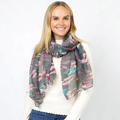Fashnzfab Floral Print Oblong Scarf In Gray