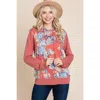 Fashnzfab Floral Printed Contrast Hoodie With Relaxed Fit And Cuff Detail In Multi
