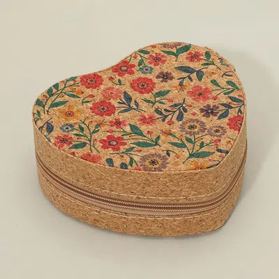 Fashnzfab Floral Printed Heart Shaped Portable Jewelry Organizer Box