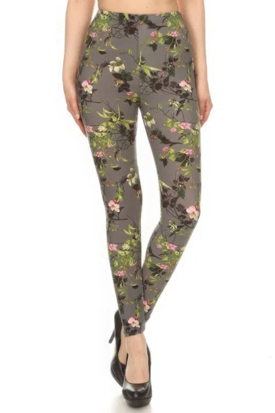 Fashnzfab Floral Printed High Waisted Leggings With An Elastic Waist In Multi
