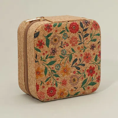 Fashnzfab Floral Printed Square Portable Jewelry Organizer Box
