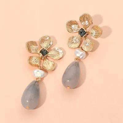 Fashnzfab Floral Resin Teardrop Link Drop Earrings In Pink