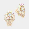 Fashnzfab Floral Rhinestone Clip On Earrings In Multi