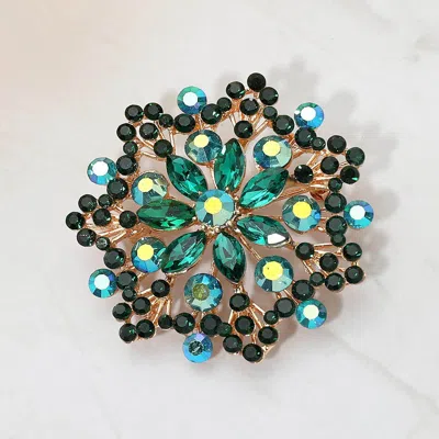 Fashnzfab Floral Rhinestone Cluster Pin Brooch In Multi
