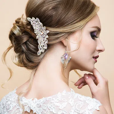 Fashnzfab Floral Rhinestone Hair Comb In Multi