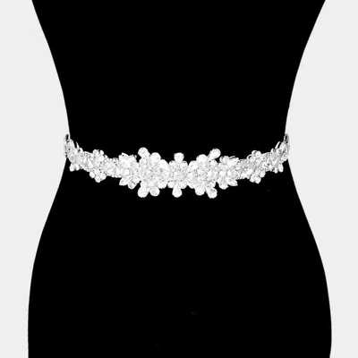 Fashnzfab Floral Sash Ribbon Bridal Wedding Belt / Headband In Metallic