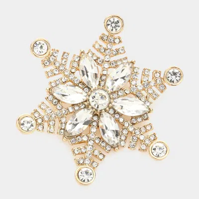 Fashnzfab Floral Snowflake Pin Brooch In Gold