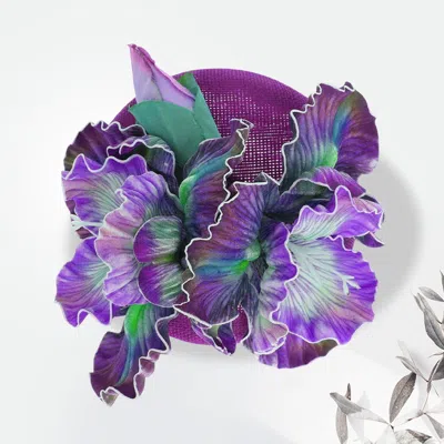 Fashnzfab Floral Statement Fascinator Hair Clip Headband In Purple
