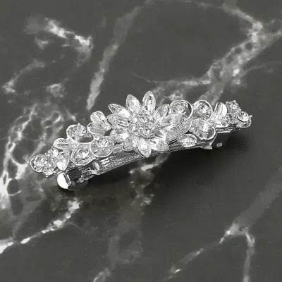 Fashnzfab Floral Stone Accent Barrette In Metallic