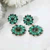 Fashnzfab Floral Stone Cluster Drop Dangle Evening Earrings - Emerald, Gold In Green