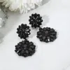 Fashnzfab Floral Stone Cluster Drop Dangle Evening Earrings In Black