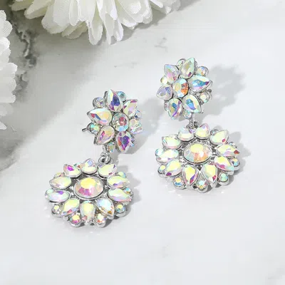 Fashnzfab Floral Stone Cluster Drop Dangle Evening Earrings In Multi