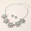 Fashnzfab Floral Stone Cluster Link Statement Necklace In Multi