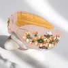 Fashnzfab Floral Stone Sequin Embellished Headband In Sand