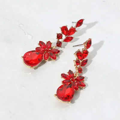 Fashnzfab Floral Stone Teardrop Cluster Drop Evening Earrings In Multi