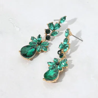 Fashnzfab Floral Stone Teardrop Cluster Drop Evening Earrings In Pattern