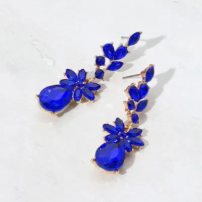 Fashnzfab Floral Stone Teardrop Cluster Drop Evening Earrings In Pink