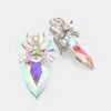 Fashnzfab Floral Teardrop Crystal Clip On Earrings In Multi