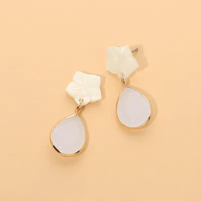 Fashnzfab Floral Teardrop Stone Drop Earrings In Purple
