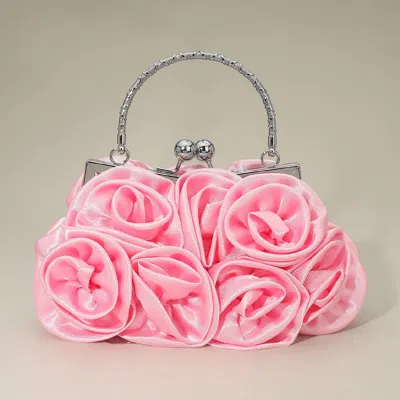 Fashnzfab Floral Top Handle Evening Clutch Crossbody Bag In Pink