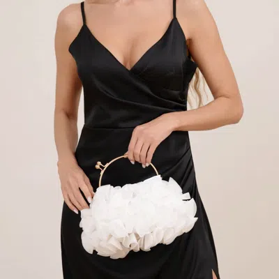 Fashnzfab Floral Top Handle Evening Clutch Crossbody Bag In White