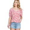 Shop Fashnzfab Floral T/r Span Babydoll Top In Multi