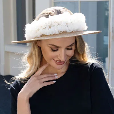 Fashnzfab Floral Trim Open Top Wide Brim Straw Sun Hat In Green
