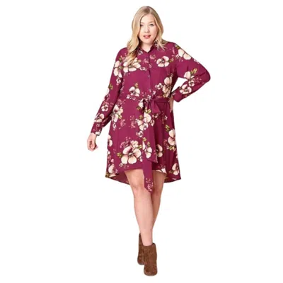 Fashnzfab Floral Woven Button-down Collared Shirt Dress In Beige