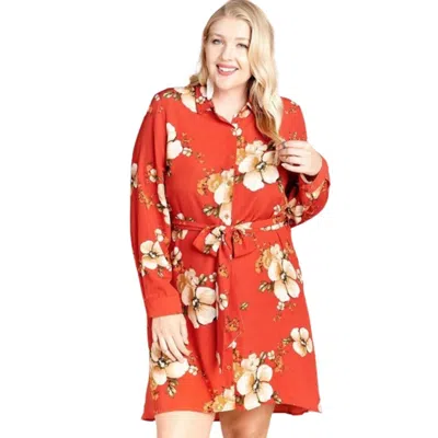Fashnzfab Floral Woven Button-down Collared Shirt Dress In Multi