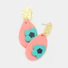 Fashnzfab Flower Accented Polymer Clay Dangle Earrings - Coral In Gold