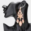 Fashnzfab Flower Accented Triple Marquise Stone Link Dangle Evening Earrings In Pink