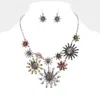 Fashnzfab Flower And Leaf Metal Garden Bib Necklace In Multi
