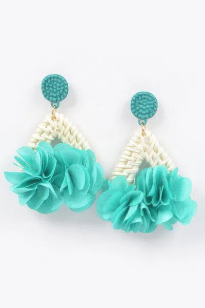 Fashnzfab Flower Bamboo Earring In Green