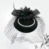 Fashnzfab Flower Bead Feather Netting Pearl Accented Fascinator / Headband In Multi