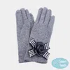 Fashnzfab Flower Bow Accent Elegant Smart Touch Gloves In Gray