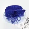 Fashnzfab Flower Bow Feather Mesh Pointed Fascinator / Hat In Blue