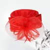 Fashnzfab Flower Bow Feather Mesh Pointed Fascinator / Hat In Red