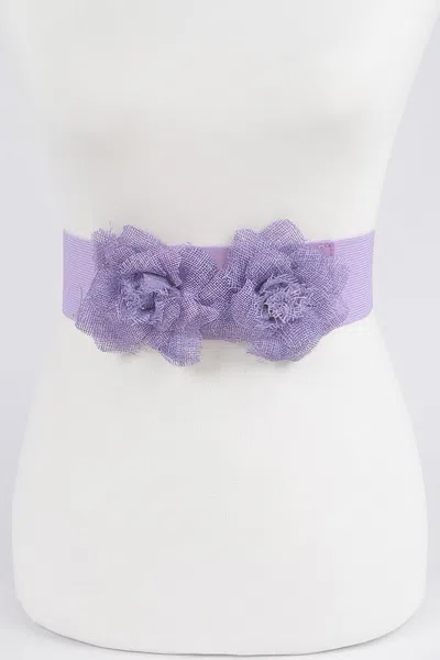 Fashnzfab Flower Buckle Elastic Belt In Purple
