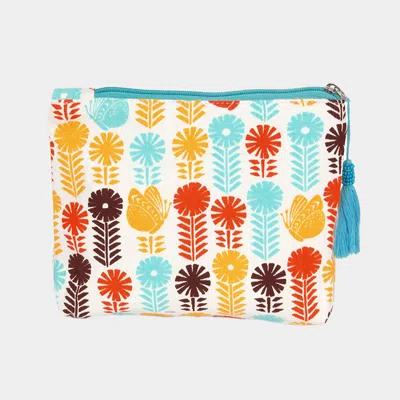 Fashnzfab Flower Butterfly Pouch / Cosmetic Bag In Multi