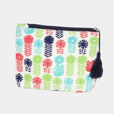 Fashnzfab Flower Butterfly Pouch / Cosmetic Bag In Multi