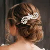 Fashnzfab Flower Centered Marquise Stone Cluster Hair Comb In White