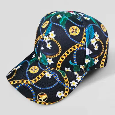 Fashnzfab Flower Chain Patterned Baseball Cap In Blue