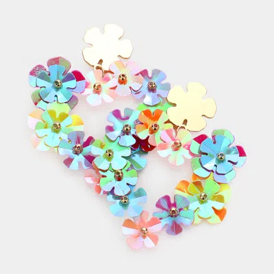 Fashnzfab Flower Cluster Heart Dangle Earrings In Multi